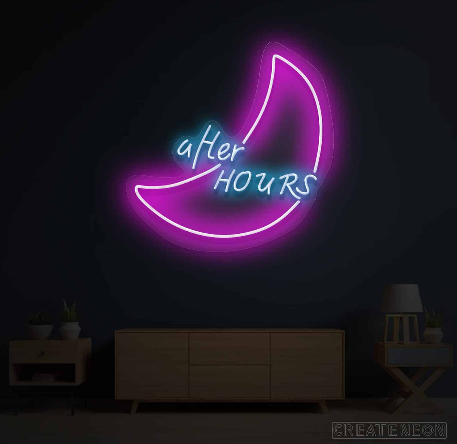 After Hours Moon Neon SignBlue Moon Neon Sign for Room Wall